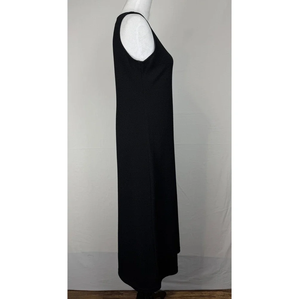 Karin Stevens Sleeveless Maxi Dress Womens 8P Black Textured Crepe Column 536938